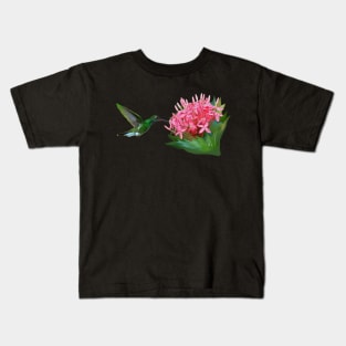 Hummingbird and pink flowers Kids T-Shirt